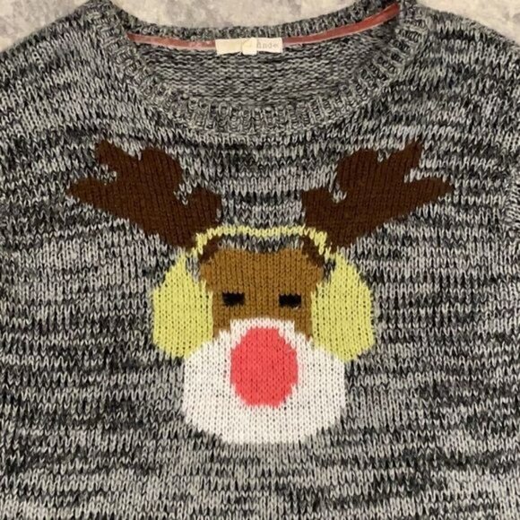 Rewind Cute Ugly Christmas Knit Sweater with a Reindeer Wearing Headphones Sz M - Picture 5 of 10